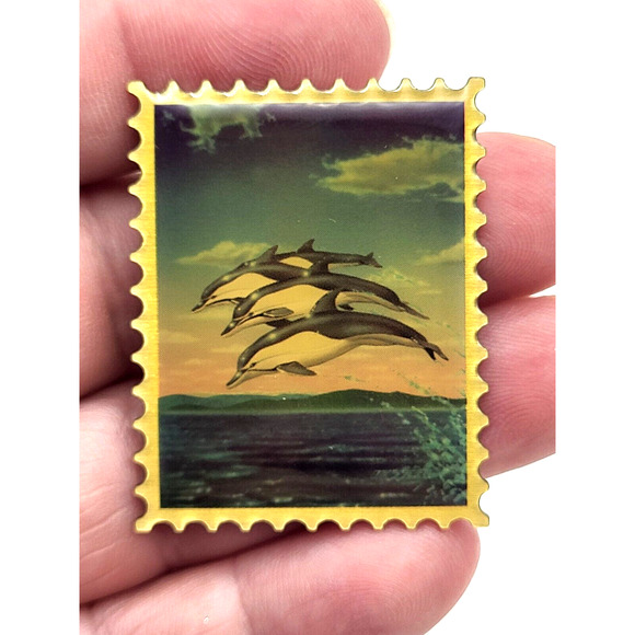 Vtg National Wildlife Federation Dolphin US Postage Metal Commemorative Stamp YK - Picture 5 of 5